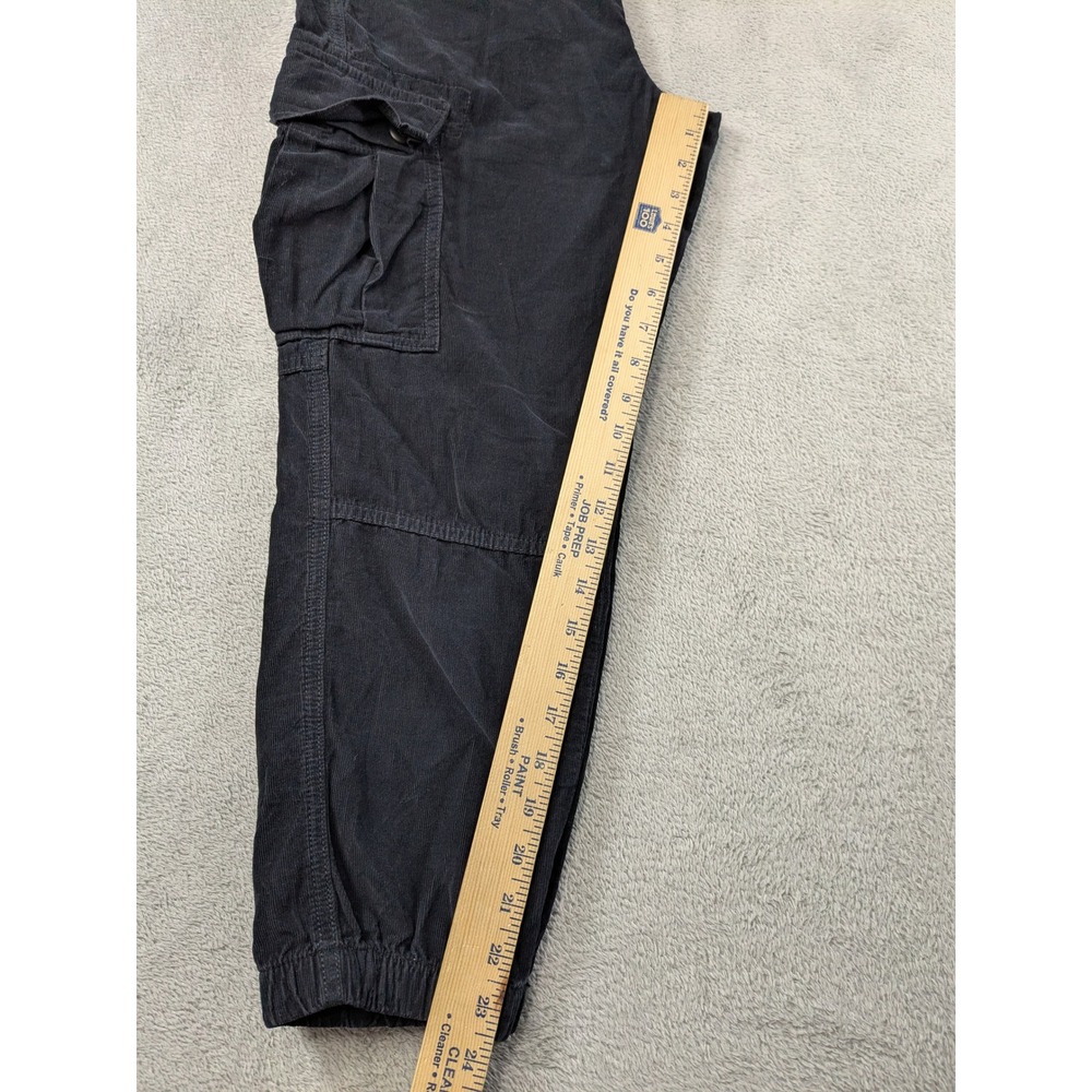 American Eagle Corduroy Cargo Jogger Pants Black Women 4 Short Button Fly Cotton - Picture 7 of 12